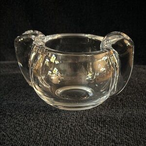 Steuben Art Glass Crystal Double-Sided Crimped Handles Ash Tray